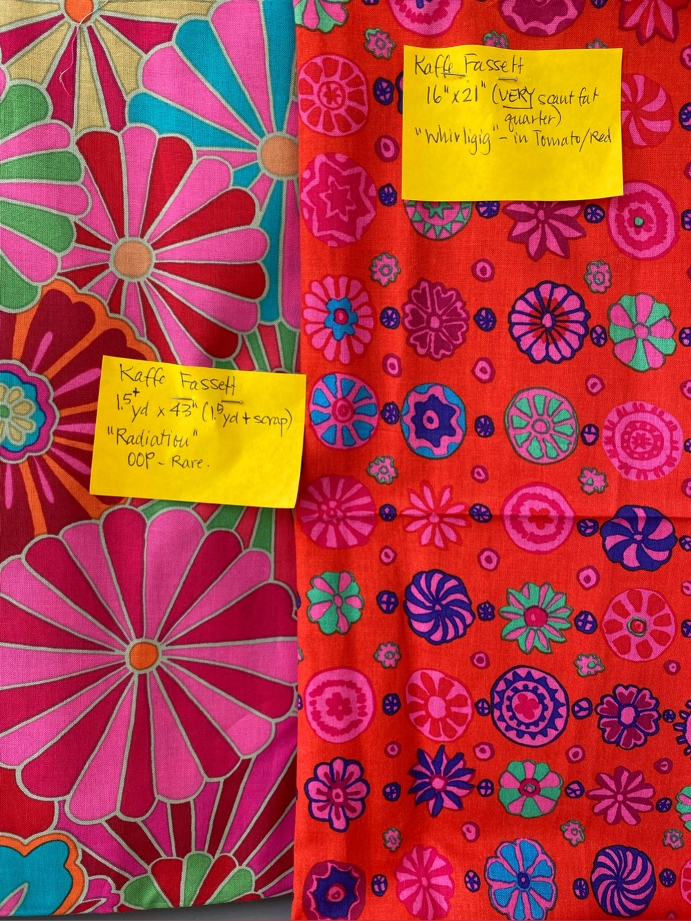 OOP-Rare Kaffe Fassett Fabrics: "Radiation" 1.5yd. & "Whirligig" Scant FQ